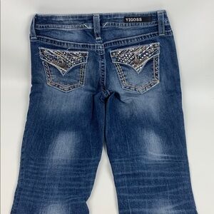 Vigoss Heritage Fit Skinny Jeans Studded Pockets Medium wash denim Sz 6 Stretch